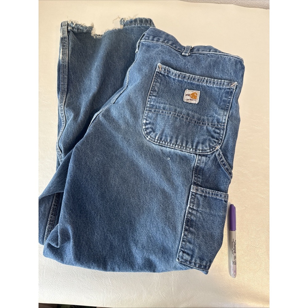 Carhartt FR Flame Resistant 38x30 Blue Straight Work Jeans READ DESCRIPTION